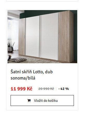 Šatní skříň Lotto, dub sonoma/bílá - ASKO akcniletaky.com