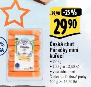Česká chuť Párečky mini kuřecí