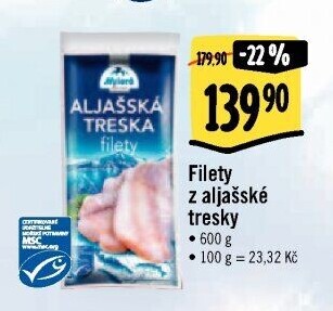 Aljašská treska filety mražená Mylord