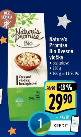 Ovesné vločky bio bez lepku Nature'