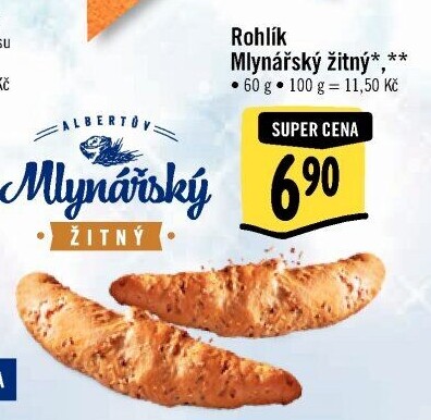 Rohlík Mlynářský žitný Albert