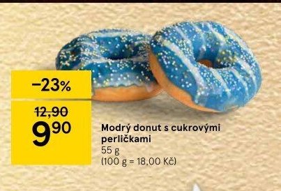 Modrý donut s cukrovými perličkami