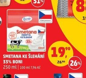 Smetana ke šlehání 33% Boni