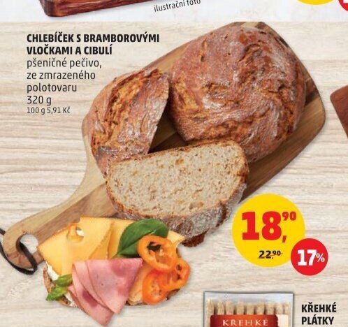CHLEBÍČEK S BRAMBOROVÝMI VLOČKAMI A CIBULÍ