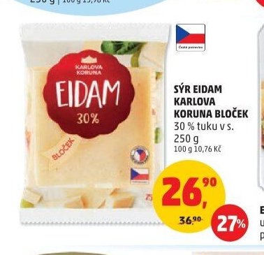 SÝR EIDAM KARLOVA KORUNA BLOČEK 250 g
