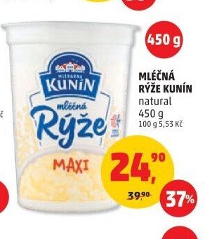 Mléčná rýže Kunín natural