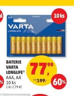 BATERIE VARTA LONGLIFE AAA, AA 10 ks