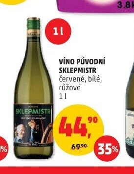 VÍNO PŮVODNÍ SKLEPMISTR červené, bílé, růžové 1 l