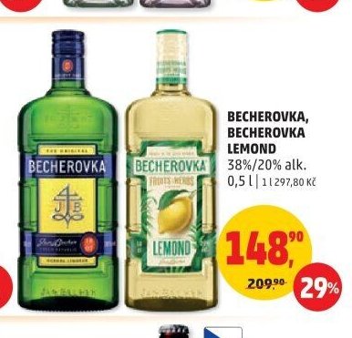 BECHEROVKA, BECHEROVKA LEMOND 38%/20% alk. 0,5 l