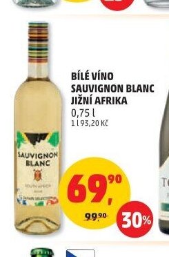 BÍLÉ VÍNO SAUVIGNON BLANC JIŽNÍ AFRIKA 0,75 l
