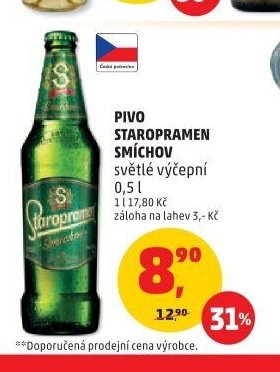PIVO STAROPRAMEN SMÍCHOV světlé výčepní 0,5 l