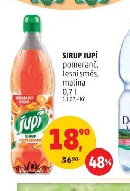 Sirup Jupí pomeranč, lesní směs, malina
