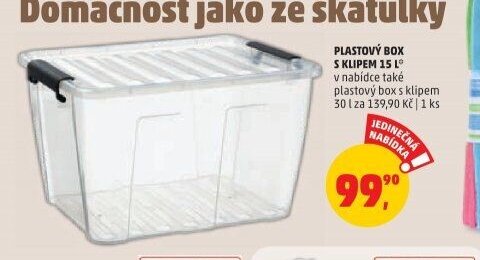 PLASTOVÝ BOX S KLIPEM 15 L
