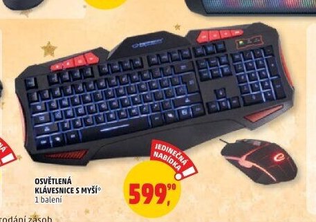 Osvětlená klávesnice s myší