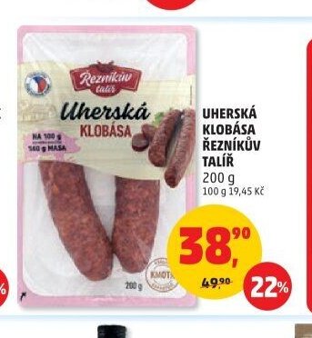 Uherská klobása Řezníkův talíř