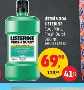 Ústní voda Listerine Cool Mint, Fresh Burst 500 ml
