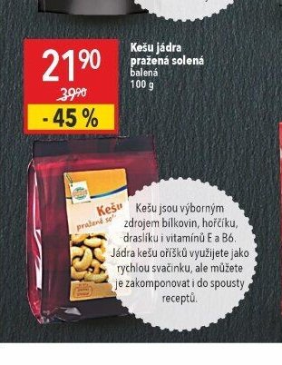 Kešu jádra pražená solená