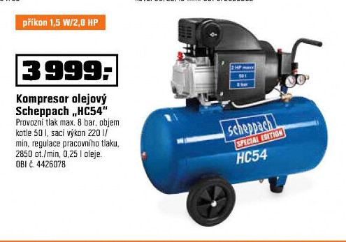 Olejový kompresor Scheppach HC 54