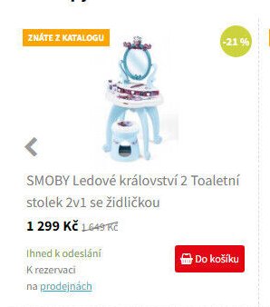 SMOBY Ledové království 2 Toaletní stolek 2v1 se židličkou