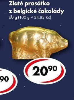 Zlaté prasátko z belgické čokolády