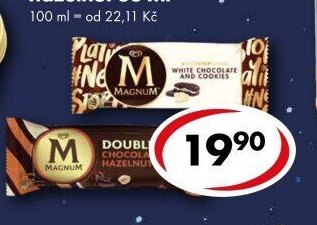 Magnum White chocolate & cookies 90 ml, Double chocolate hazelnut 88 ml