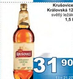 Pivo světlý ležák Královská 12° Krušovice