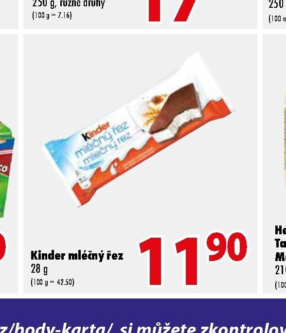 Kinder mléčný řez