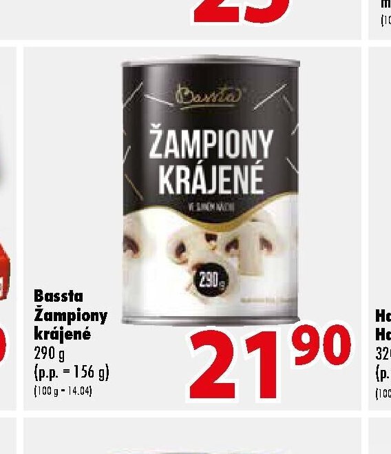 Bassta Žampiony krájené 290 g