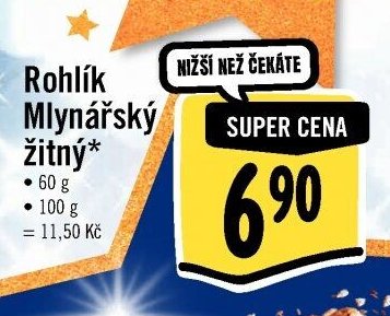 Rohlík Mlynářský žitný