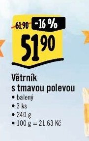 Větrník s tmavou polevou