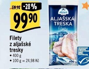 Aljašská treska filety mražená Mylord