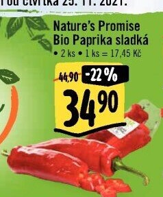 Paprika červená bio Nature'