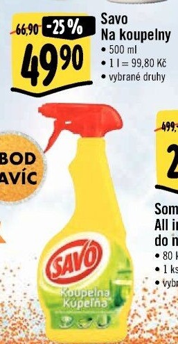 Čistič koupelen ve spreji Savo