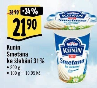 Smetana ke šlehání Kunín 31%