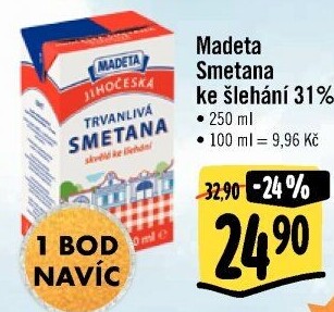 Smetana ke šlehání trvanlivá Jihočeská Madeta 31%