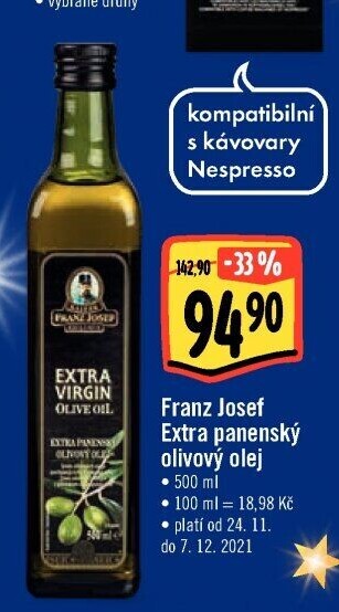 Olivový olej extra panenský Exclusive Franz Josef Kaiser