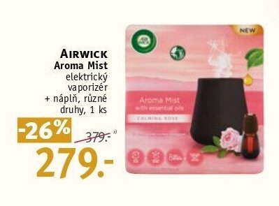 AIRWICK Aroma Mist elektrický vaporizér + náplň, různé druhy, 1 ks