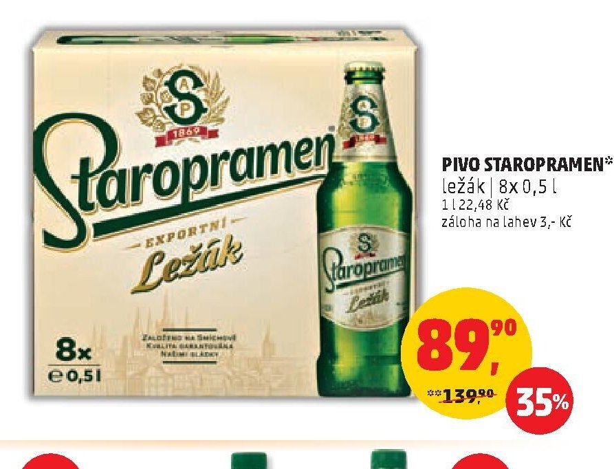 PIVO STAROPRAMEN ležák 8x 0,5 l