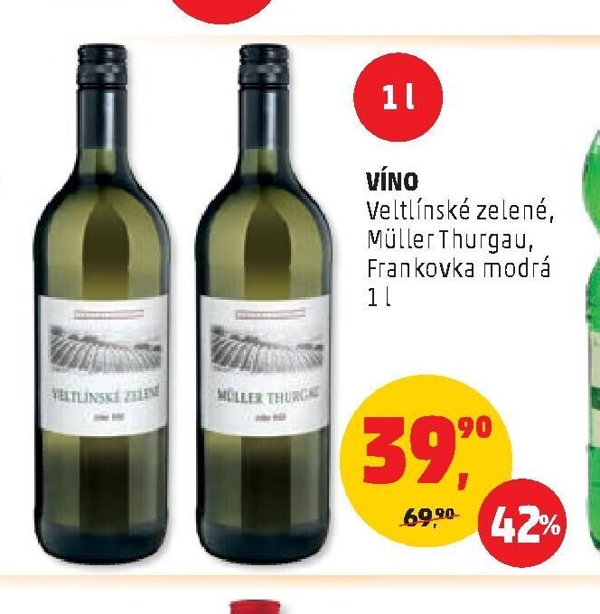 VÍNO Veltlínské zelené, Müller Thurgau, Frankovka modrá 1 l