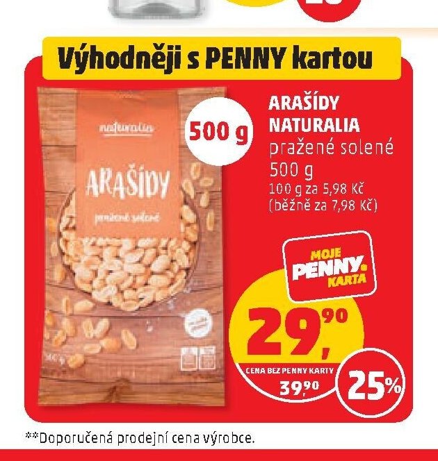 ARAŠÍDY NATURALIA pražené solené 500 g