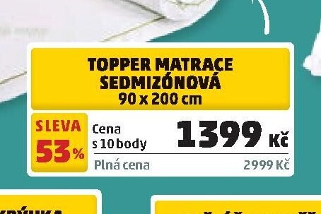 Topper matrace sedmizónová