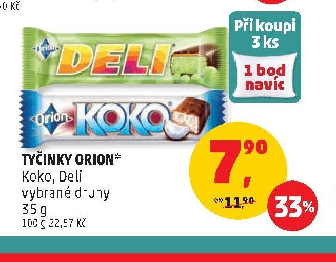 Tyčinky Orion Koko, Deli