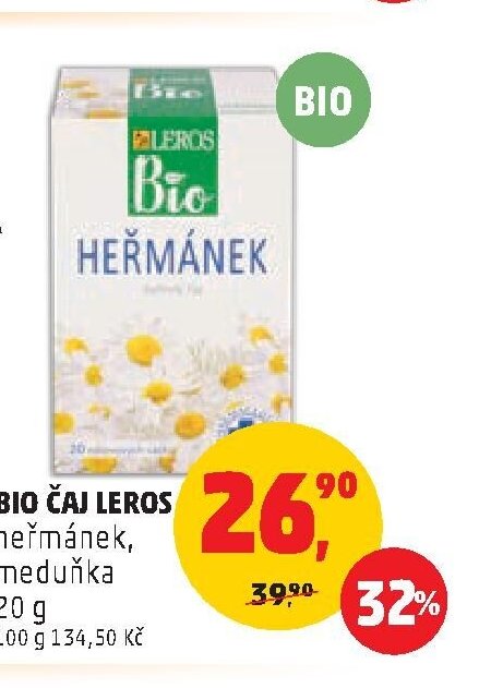 BIO ČAJ LEROS heřmánek, meduňka
