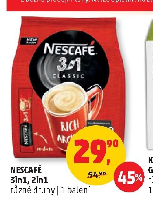 NESCAFÉ 3in1, 2in1 různé druhy