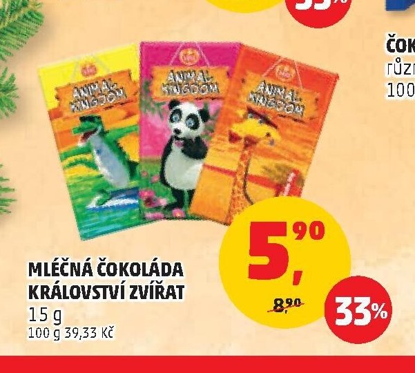 Mléčná čokoláda Království zvířat