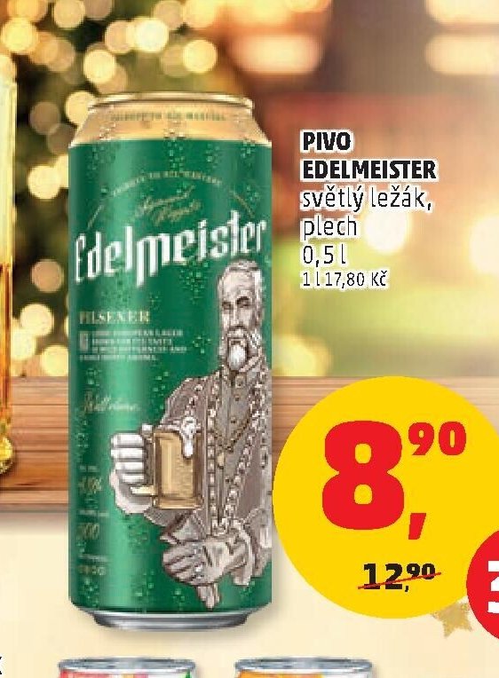 PIVO EDELMEISTER světlý ležák, plech 0,5 l