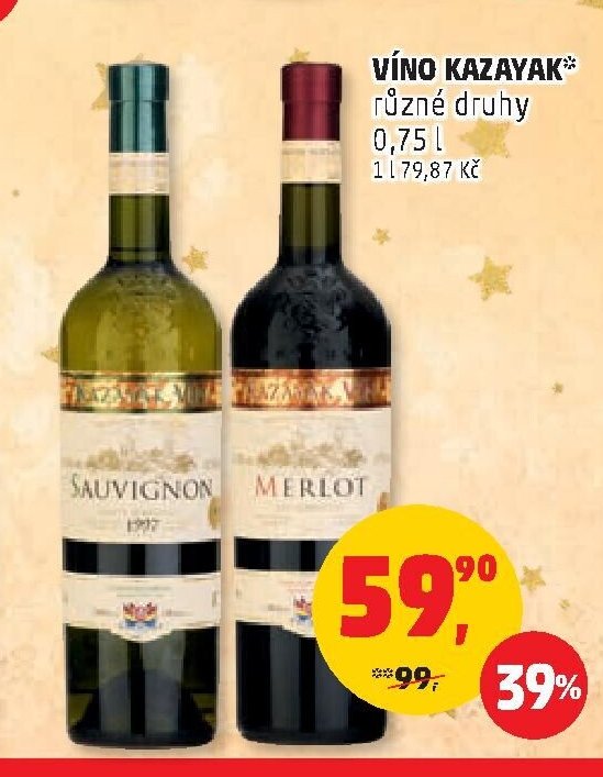 VÍNO KAZAYAK různé druhy 0,75 l