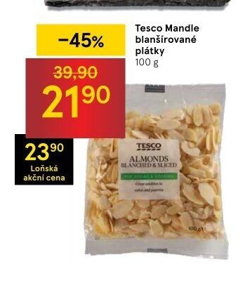 Tesco Mandle blanšírované plátky