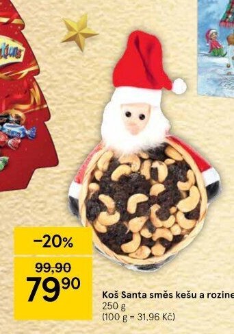 Koš Santa směs kešu a rozinek 250 g