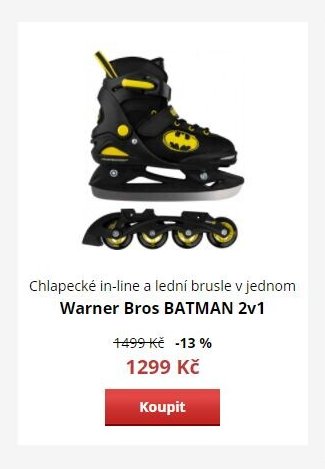 Chlapecké in-line a lední brusle v jednom Warner Bros BATMAN 2v1